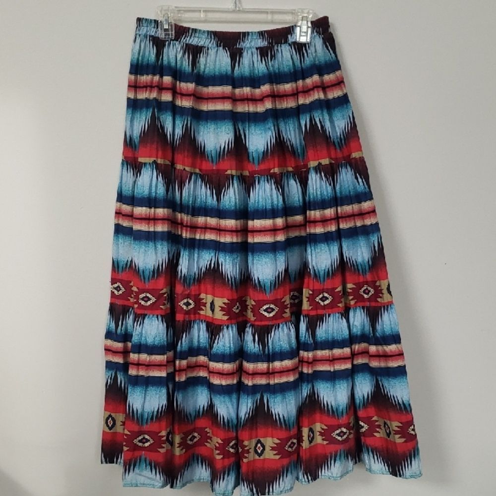 Roughrider By Circle T Maxi Skirt Women's XL Tribal Southwestern 100% Cotton Vtg